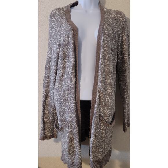 LA Hearts Gray White Open Front Knit Cardigan Sweater Large Raglan Long Sleeves - Picture 1 of 5